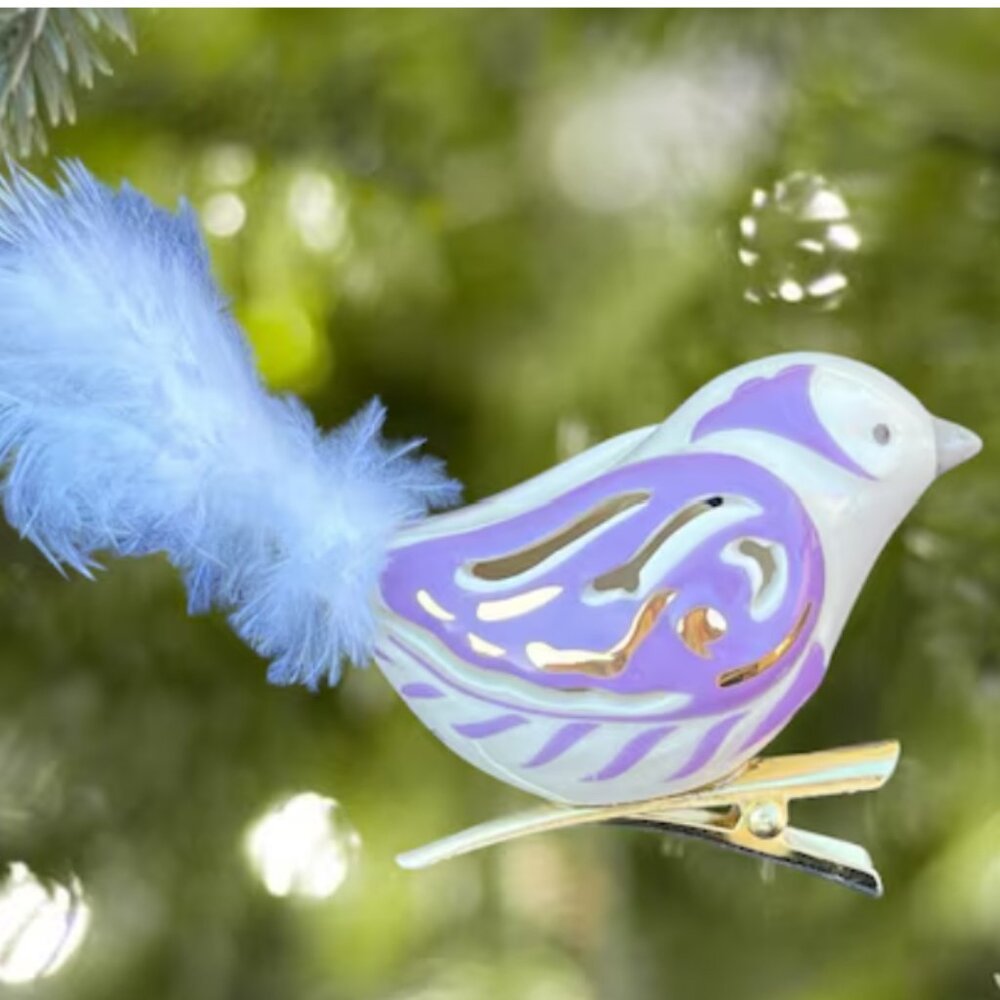 Lenox Festive Feathers Bird Clip on Christmas Ornaments - RARE FIND